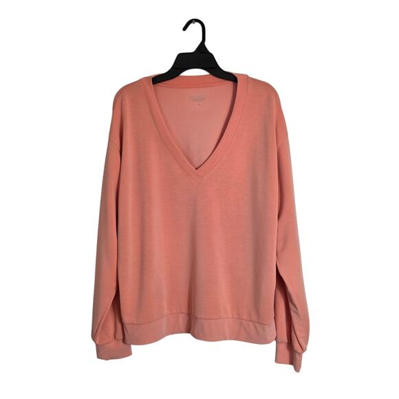 Athleta Willow V-Neck Sweatshirt‎ Women's Large Long Sleeve Pullover Soft Cozy - Picture 1 of 8
